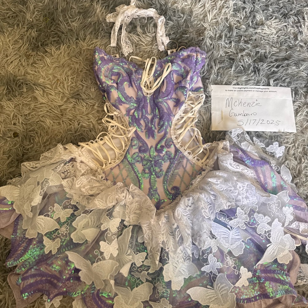 Sequin Lace-Up Bodysuit with Ruffle Skirt - Picture 3 of 3